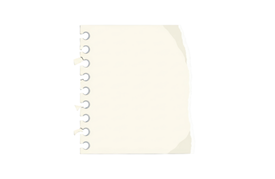 A blank sheet of paper with a spiral binding on the left side, isolated on transparent background