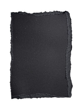 Black torn paper texture, Dark ripped paper background isolated on transparent background 