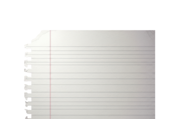 Torn sheet of lined paper isolated on transparent background