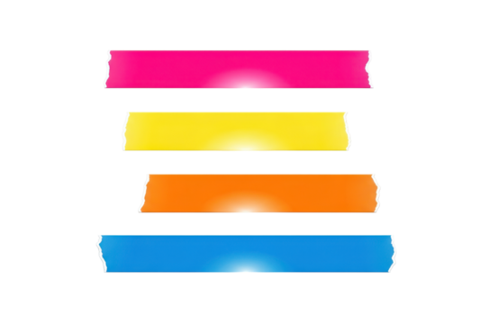 Four colorful strips of tape isolated on transparent background