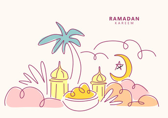 Minimalist Abstract Line Art Background for Ramadan Kareem