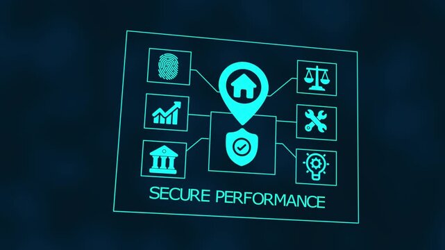 Secure Performance interface. Digital dashboard showcasing analytics, protection systems, and trust architecture to ensure business efficiency and reliability.