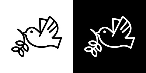 Peace Dove  Icon Of Line Black And White Style 