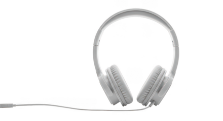 White Wired Overear Headphones Isolated On Black Background