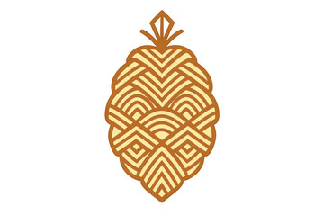 Stylized hop cone presenting art deco pattern for craft beer, brewing, and agricultural concepts on transparent background