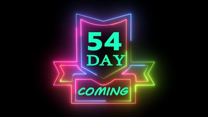 Vibrant Neon Countdown 54 Days Coming Soon Motion Graphic