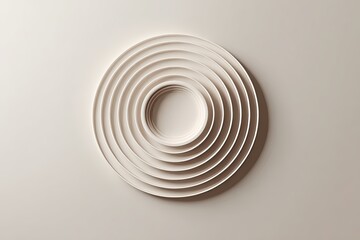 Fototapeta premium Concentric circular shapes cast soft shadows on a neutral surface from an overhead perspective