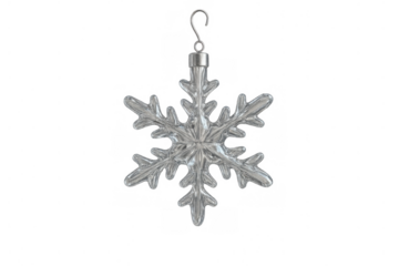 Glass crystal snowflake ornament hanging, transparent winter holiday decoration, christmas and new year season design element