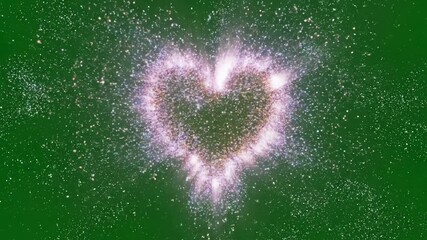 Green Screen particle glitter glow heart background loop seamless scene 4 with distortion, overlay, glitch, static noise, scan lines on black background, 4k animated video - Powered by Adobe