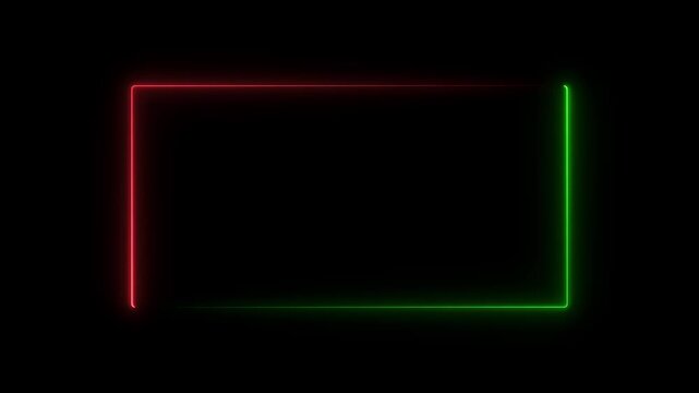 Abstrack square neon animation icon.Neon background.Square frame royal blue color animation neon light on black background.