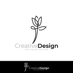 tulip flower logo with abstract linear line art design style