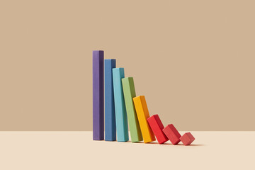 Color blocks tipping like a falling chart