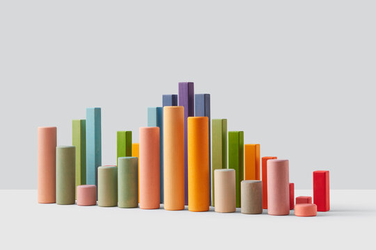 Mixed wooden columns as colorful chart