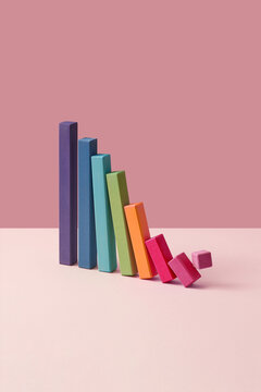 Tipping rainbow blocks as declining chart