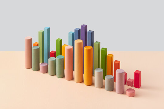 Color cylinders and bars form mixed chart