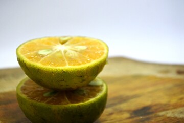 The fresh calamansi fruit or kasturi orange for a drink that is rich in vitamin C, fiber and antioxidants