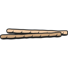 Three light brown dog chew sticks with black outlines arranged horizontally on a transparent background representing pet supplies and treats for canine enjoyment