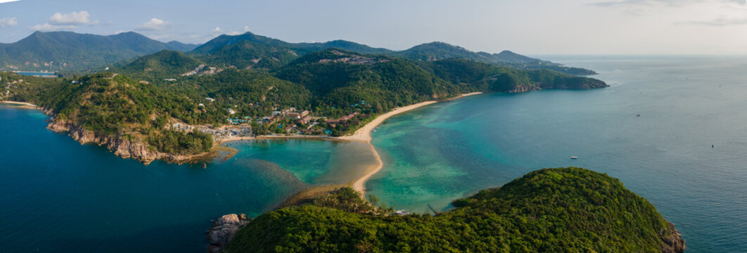 panorama of Koh Ma beach on Phangan island, Thailand