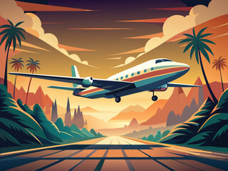 airplane in the sky vector illustration