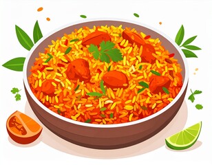 Minimal Flat Jollof Rice African Cuisine Vector Art