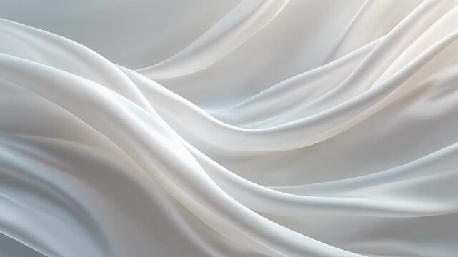 Graceful ethereal white fabric draped in soft light, creating a serene and luxurious abstract background with flowing silky waves and smooth texture perfect for elegant design concepts