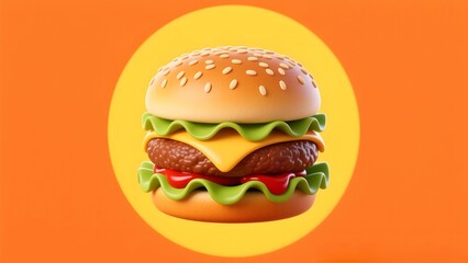 Classic Delicious Burger Cartoon Style