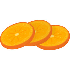 Three Slices of Vibrant Orange Citrus Fruit Arranged Artistically on a Clean Transparent Background Representing Freshness and Health