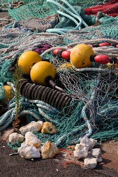 Fishing Nets with Floats and Shells