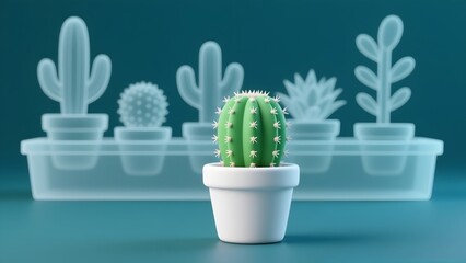 Refreshing 3D Illustration of Cactus Ornamental Plant
