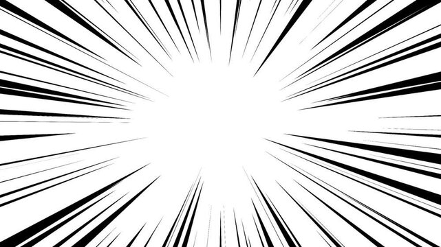 White and black cartoon comic speed radial lines abstract background