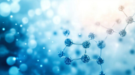 White and light blue medical abstract gradient background with molecules