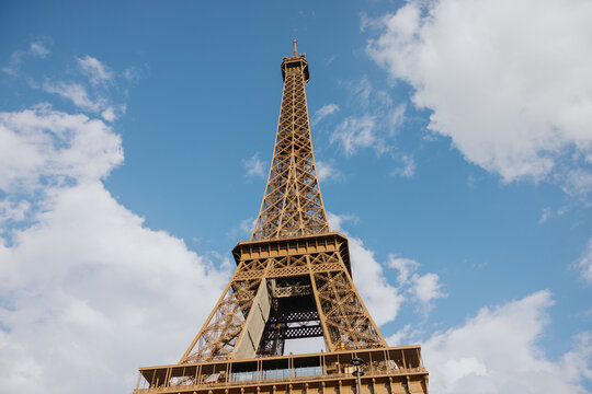 Eiffel Tower against blue sky
