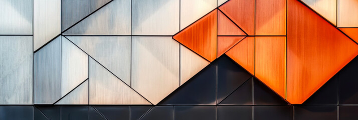 Modern glass architecture with reflection of red and blue sunset sky. Dramatic bright color