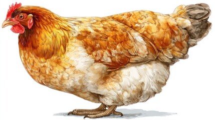 Detailed Hen Illustration on White