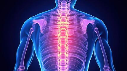 3D human spine anatomy, medical illustration, back pain, educational resource