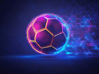 Naklejka premium Soccer ball in goal net on fire flames