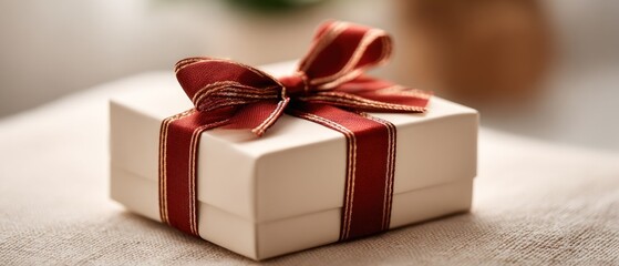 Elegant Gift Box with Red Ribbon