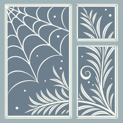 Decorative panels with spider web and plant pattern