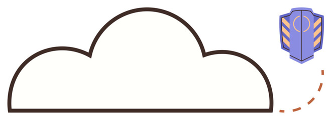 Cloud outline paired with shield icon emphasizing cybersecurity, cloud storage, and network protection. Ideal for technology, safety, privacy, innovation, data management, online security simple