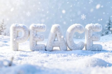 Peace Snow Letters Winter Landscape Serene