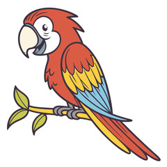 Fototapeta premium Colorful parrot sitting on a branch vector illustration