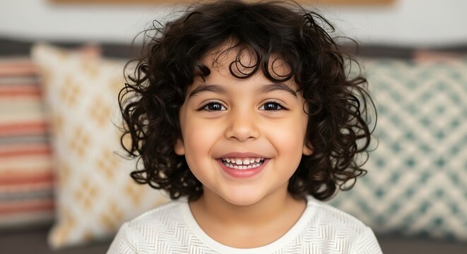 Cute Boy with Big Smile and Curly Locks