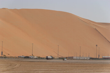 The massive, steep sand slope of Moreeb Dune