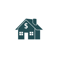 House with dollar sign on it represents real estate investment and financial security in a simple and clean style.