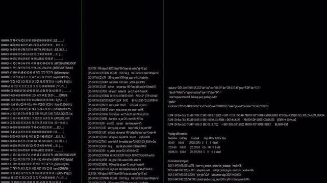 Animated Hacker Terminal Interface with Scrolling Green Code, Hex Dumps, and System Logs. Retro Computing Command Line Background Loop