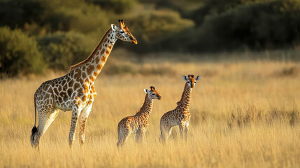 landscape with a group of giraffes
