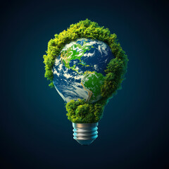 Light bulb. Green energy. Environmental lighting concept with tree inside bulb