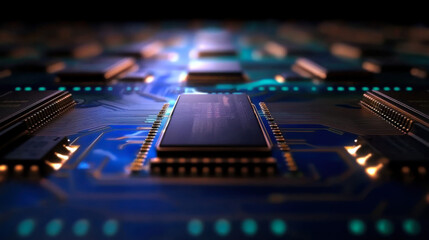 hips in car manufacturing. High-tech production of electronic chips and electronic control boards