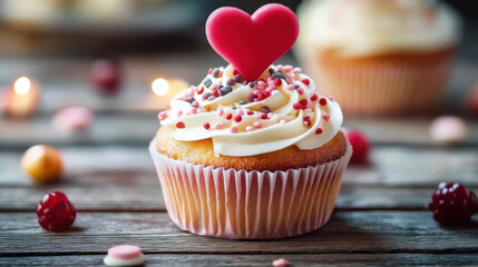 Chocolate caramel cupcake with nuts and butterscotch syrup