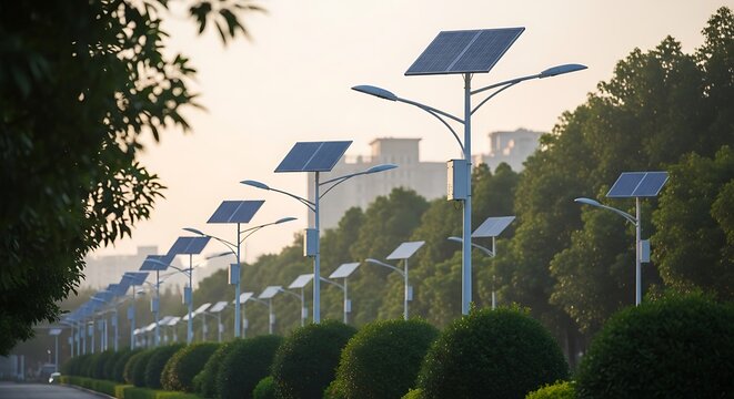 Eco friendly street lighting system with renewable solar energy.